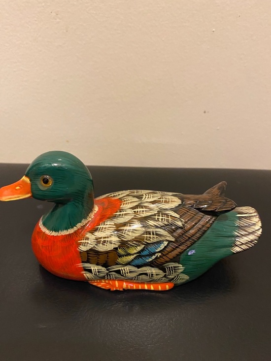Other - Hand-Painted Green and Orange Decorative Duck Figurine